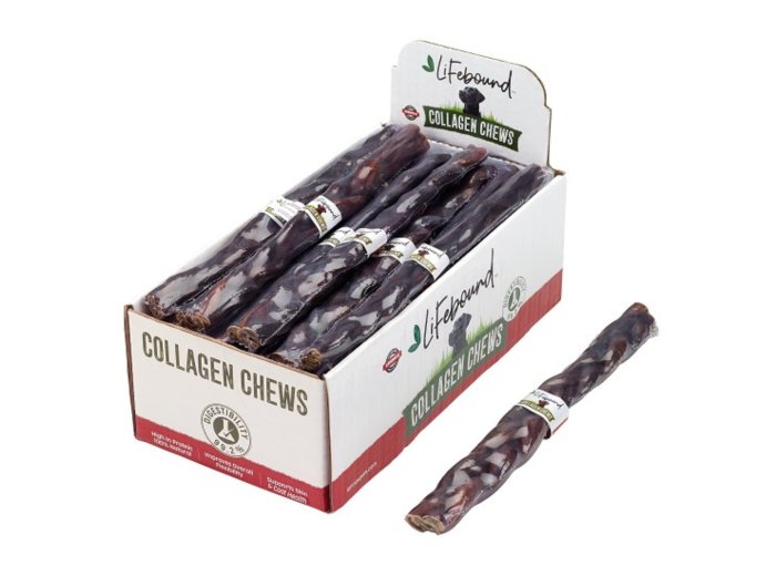 Lennox Lifebound Dog 12" Collagen Braided Stick Display Box (Case of 25)