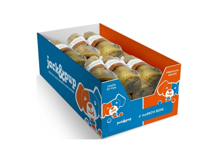 Jack & Pup Dog 6" Marrow Bone 12 Count Display Box