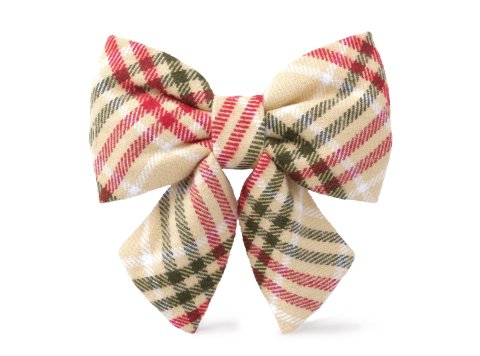 Eggnog Plaid Flannel Holiday Lady Dog Bow Large