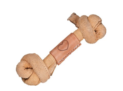 Huggle-Hide® Natural Leather Knotted Bone Dog Toy Large