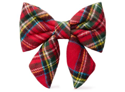 Tartan Plaid Flannel Christmas Lady Dog Bow small