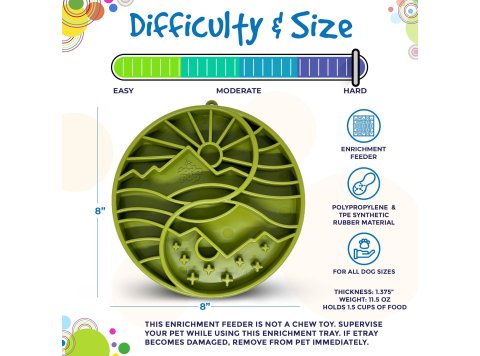 Yin Yang Design Shallow eTray Enrichment Slow Feeder Tray for Dogs Green