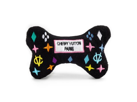 Black Monogram Chewy Vuiton Bone Squeaker Dog Toy XL