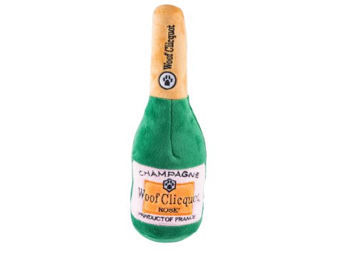 Woof Clicquot Rose' Champagne Bottle Squeaker Dog Toy Small