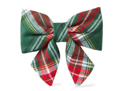 Holly Jolly Flannel Holiday Lady Dog Bow Small