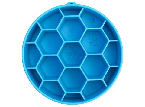 Honeycomb Design eBowl Enrichment Slow Feeder Bowl for Dogs Blue
