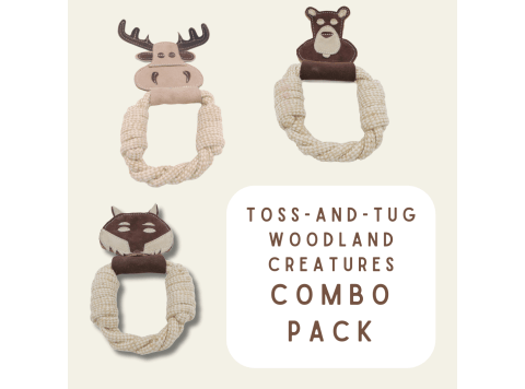 All Natural, Triple Stitched Pet Tug Toy. Durable, pet-safe Fox Tug