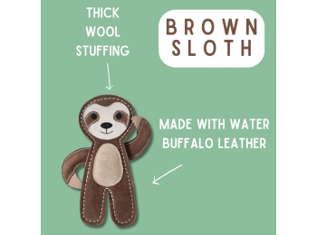 Tuff Toys Pet-friendly eco-sourced Sloth Dog Toy made of all Brown