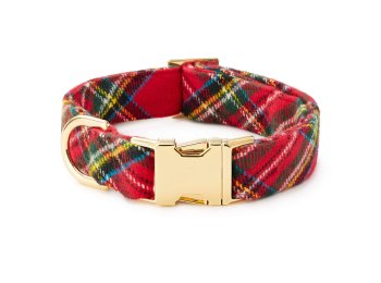 Tartan Plaid Flannel Holiday Dog Collar XS Gold