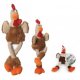 GoDog Checkers - Skinny Rooster Chew Guard Squeaky Plush Dog Toy Brown Large