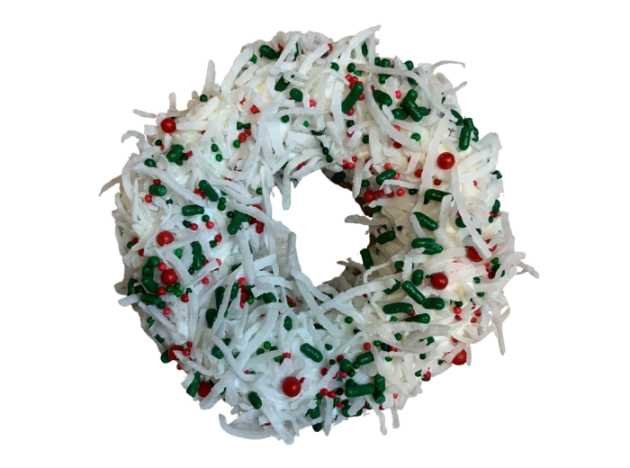 Gourmet Donut, Coconut Christmas Gourmet Donut Dog Treat