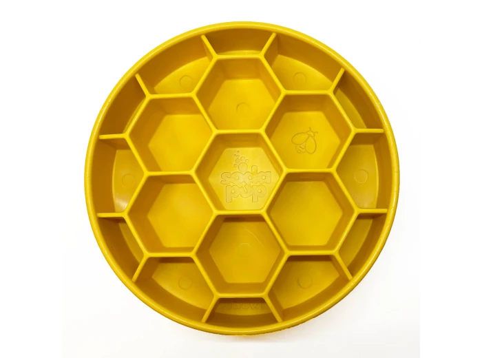 Honeycomb Design eBowl Enrichment Slow Feeder Bowl for Dogs Blue