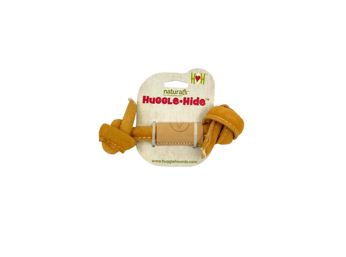 Huggle-Hide® Natural Leather Knotted Bone Dog Toy Medium