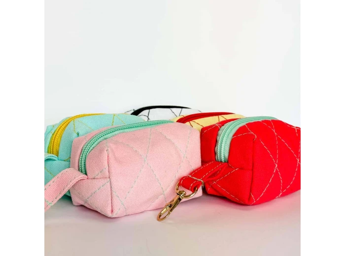 Mini Quilted Bags, Dog Bag Holder, Zipper Bag, Mini Bag Yellow