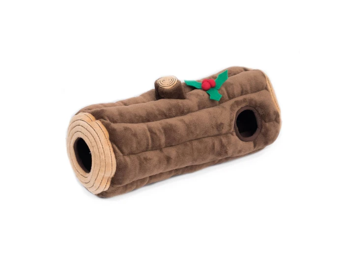 Holiday Zippy Burrow - Yule Log - Christmas Dog Toy