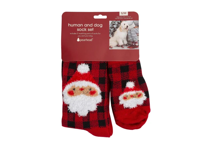 Human and Dog Matching Christmas Sock Set, Santa