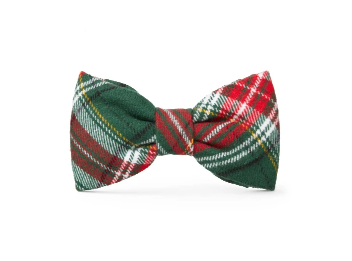 Holly Jolly Flannel Holiday Dog Bow Tie Large