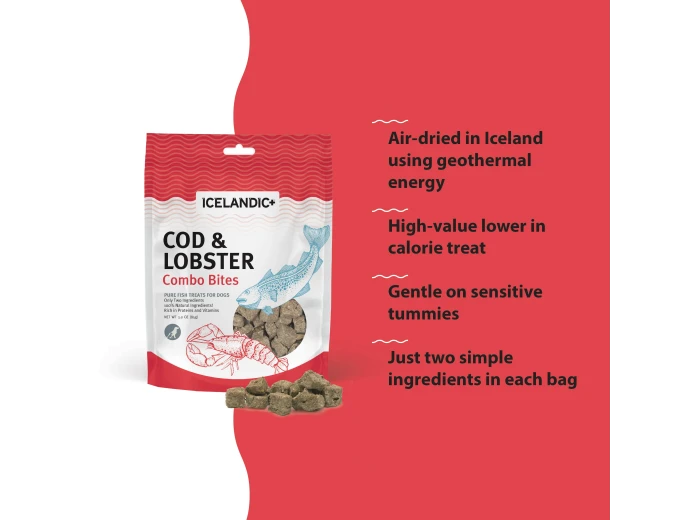 Icelandic+ Cod & Lobster Combo Bites Fish Dog Treat 3.0-oz