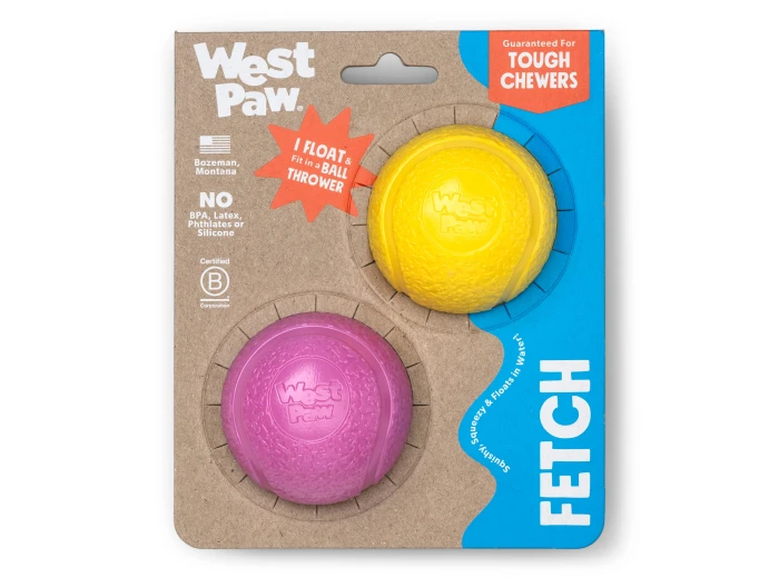 Boundr® 2-Pack Dog Toy Ball for Play, Chew, and Fetch Hot Pink Aqua