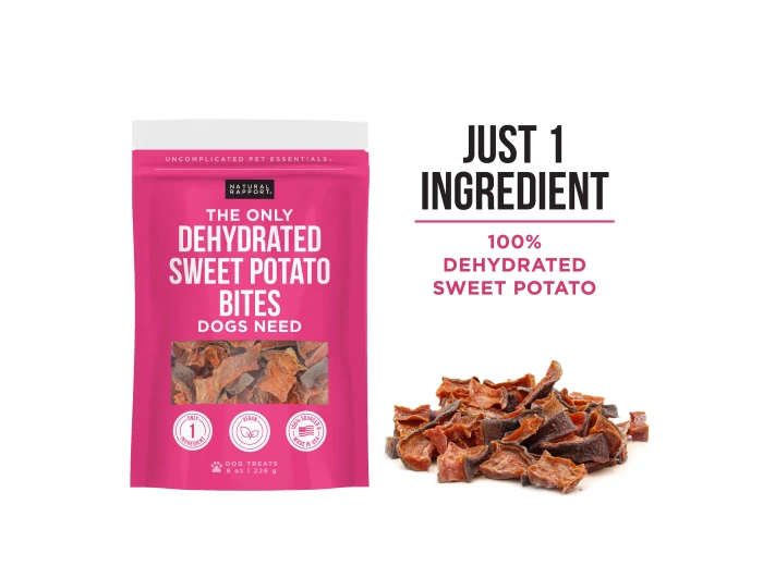 The Only Dehydrated Sweet Potato Bites Dogs Need Sample Bag - Approx. 1 oz