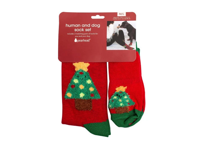 Human and Dog Matching Christmas Sock Set, Christmas Tree