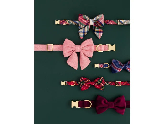 Burgundy Velvet Dog Bow Tie Standard Large