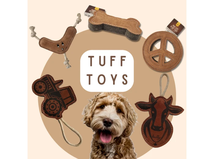 TUFF TOYS Leather Dog Toys made of Durable water buffalo lea Bone