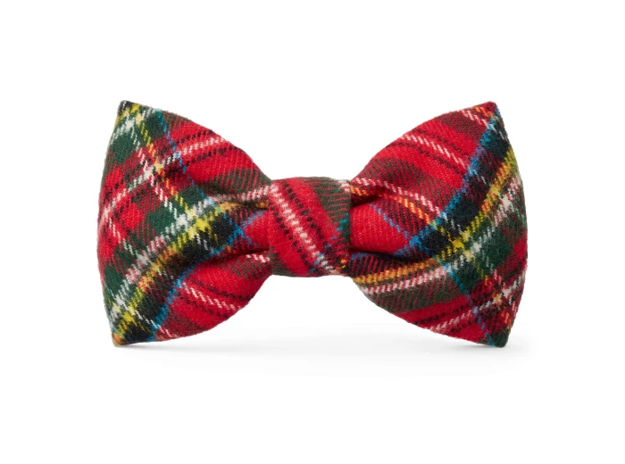 Tartan Plaid Flannel Holiday Dog Bow Tie Standard