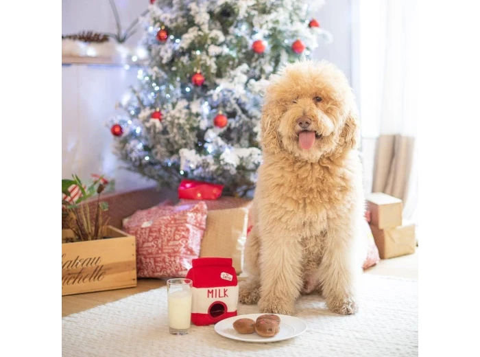 Holiday Zippy Burrow - Santa's Milk and Cookies - Christmas Dog Toy