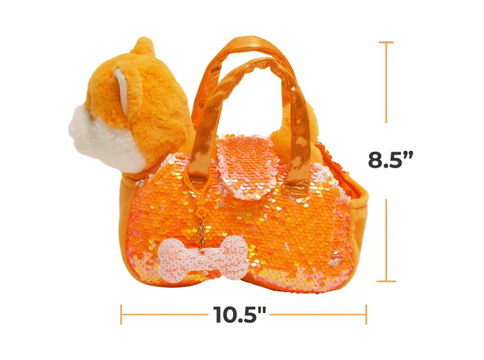 Little Jupiter Pet Plush Set with Bag - Orange Shiba Inu
