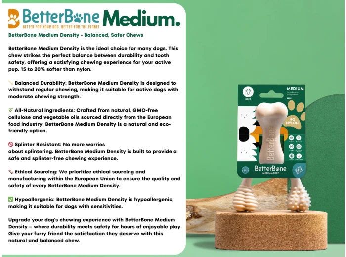 BetterBone MEDIUM - Natural, No Nylon, Softer Than Nylon ECO Beef