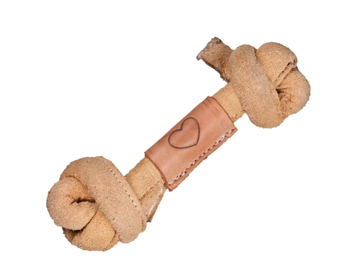Huggle-Hide® Natural Leather Knotted Bone Dog Toy Small