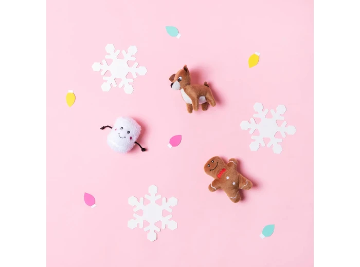 Holiday Miniz - Santa's Friends (3-pack) -Happy Hour Crusherz - Holiday (3-pack) - Christmas Dog Toy Dog Toy