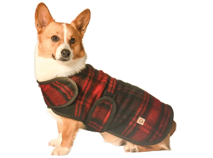Red Plaid Dog Blanket Coat S