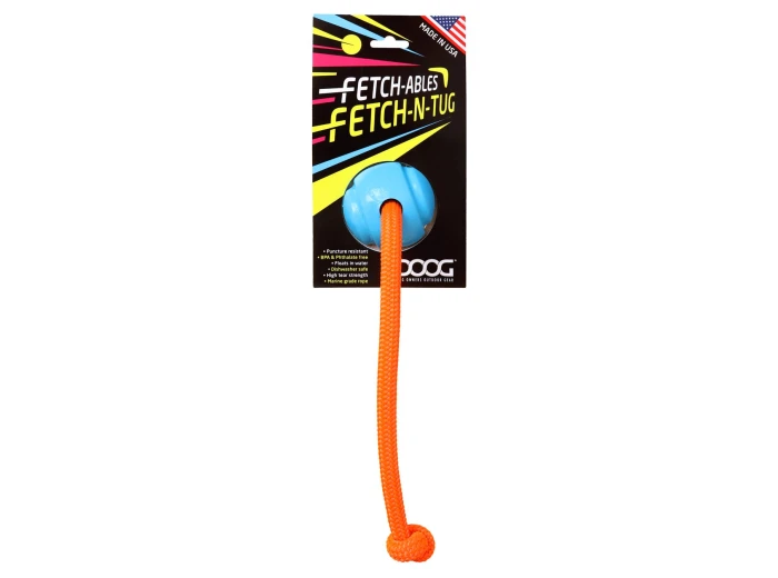 DOOG Fetchables - Fetch-N-Tug Ball & Rope Blue