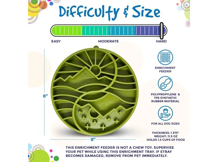 Yin Yang Design Shallow eTray Enrichment Slow Feeder Tray for Dogs Green