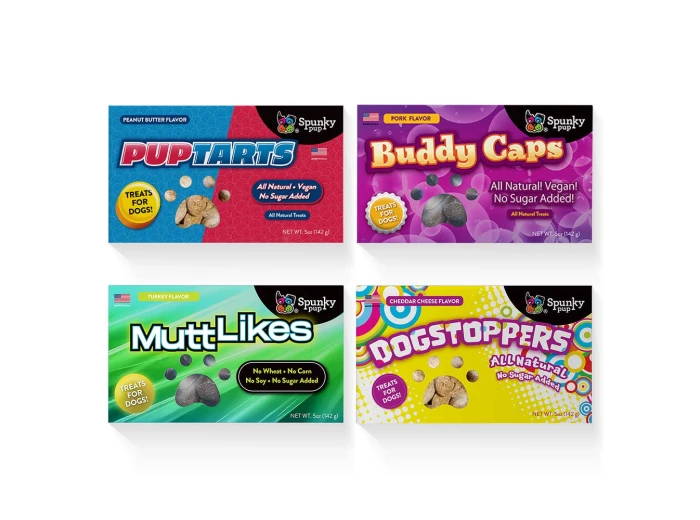 Boxed Candy DOG Treats - Pup Tarts, Dogstoppers Buddy Caps