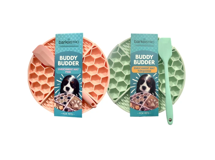 Turquoise / Pink Lickmats + Spatula