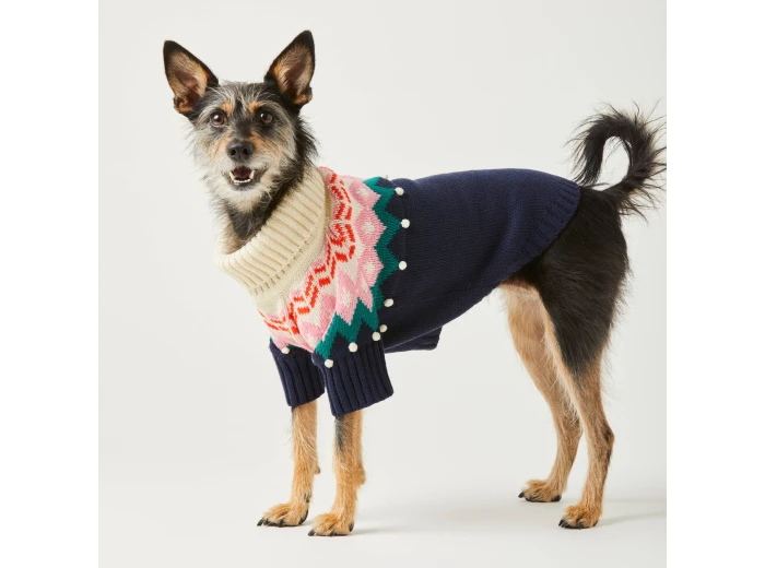 Fair Isle Bobble Holiday Dog Sweater M