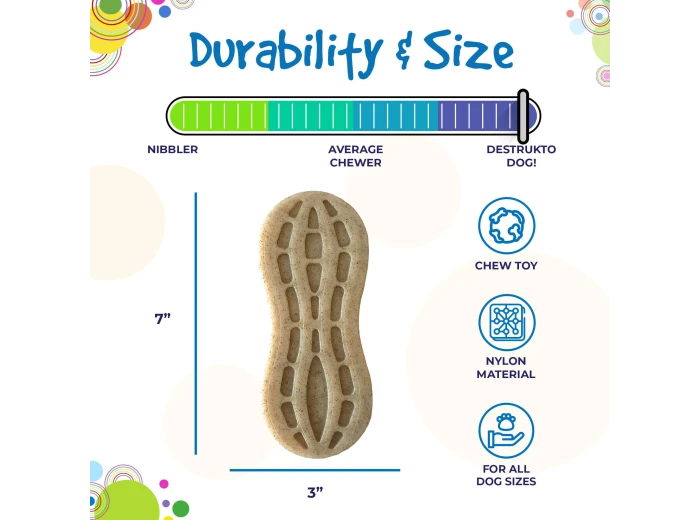 SP Nylon Peanut Chew Toy - Medium/Large - Brown