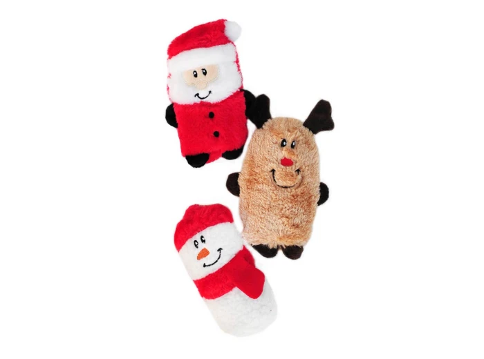 Holiday Squeakie Buddies - Santa, Reindeer, Snowman Christmas Dog Toy