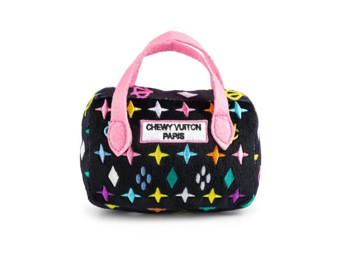 Black Monogram Chewy Vuiton Handbag Squeaker Dog Toy Small / Mini