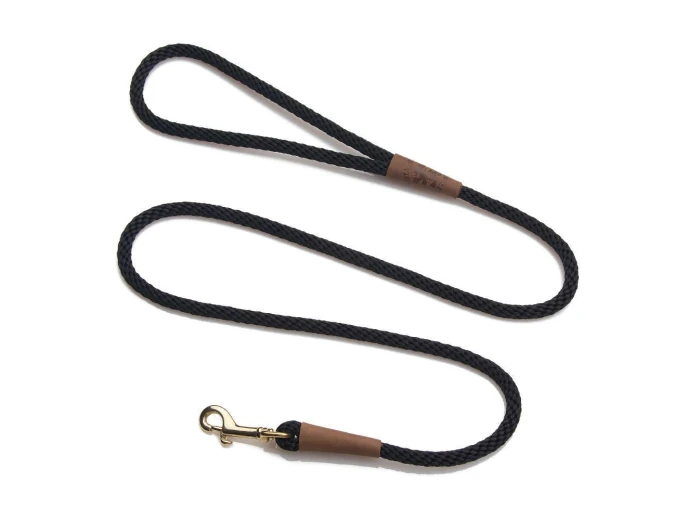 Small Snap Leash - 3/8" X 4' Black Ice - Silver
