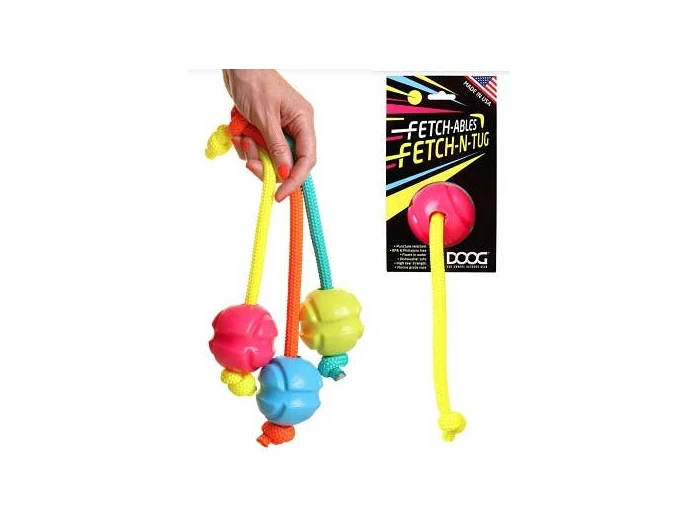 DOOG Fetchables - Fetch-N-Tug Ball & Rope Yellow
