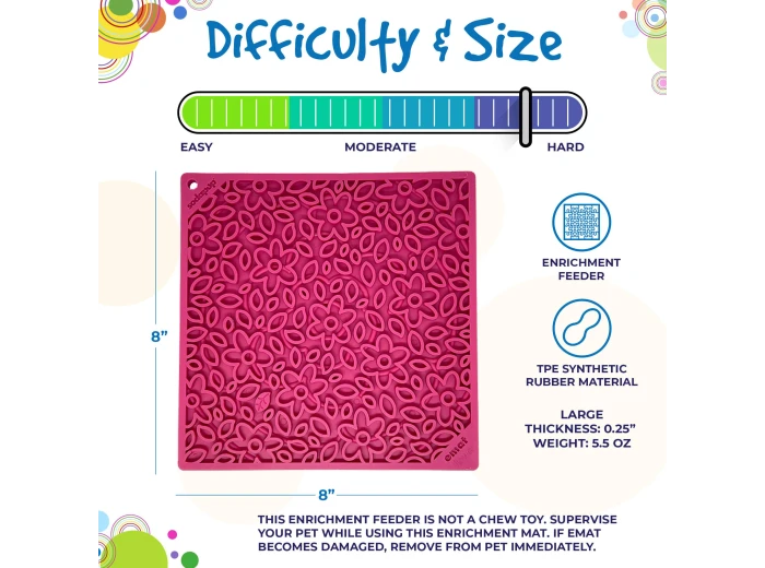 Flower Power Design eMat Enrichment Lick Mat - Pink large pink