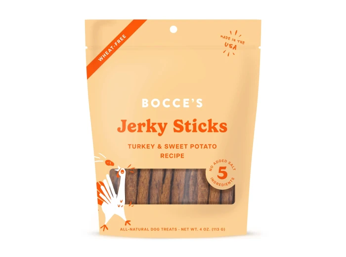 Bocce's Bakery Turkey Grazers Jerky Sticks Dog Treats 4oz