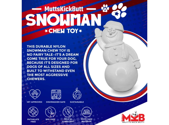 Snowman Ultra Durable Christmas Nylon Dog Chew