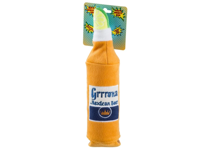 Grrrona Beer Water Bottle Crackler Toy Squeaker Dog Toy