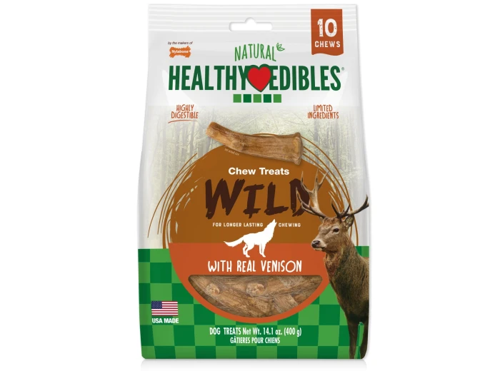 Nylabone Healthy Edibles WILD Antler Natural Long Lasting Dog Chew Treats Venison, Large/Giant Up To 50 Lbs. 10 ct