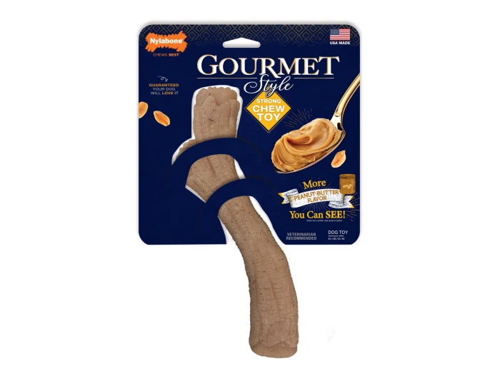 Nylabone Gourmet Style Strong Stick Dog Chew Toy Peanut Butter 1ea/XL/Souper - 50+ lb